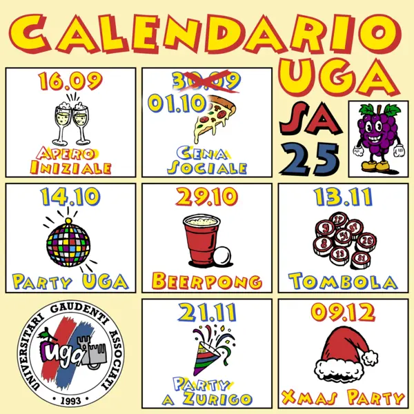 Calendario eventi SA25 — UGA Fribourg